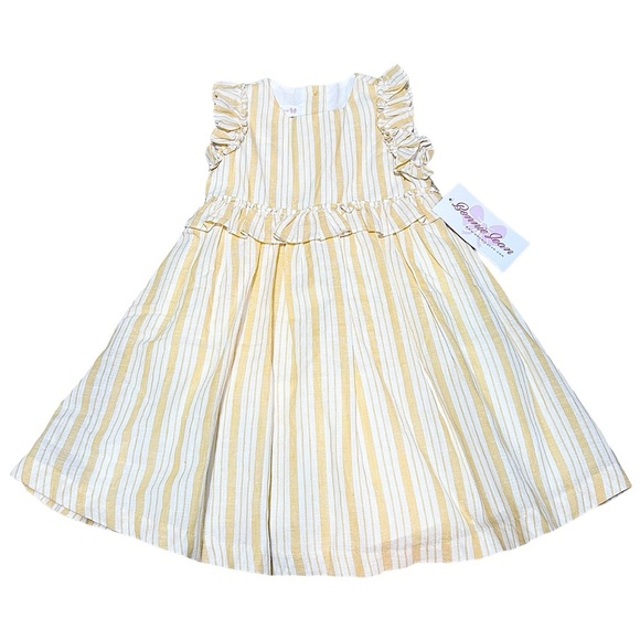 Bonnie Jean Striped Sleeveless Dress Girls Yellow White 3T New with Tags - Picture 1 of 7